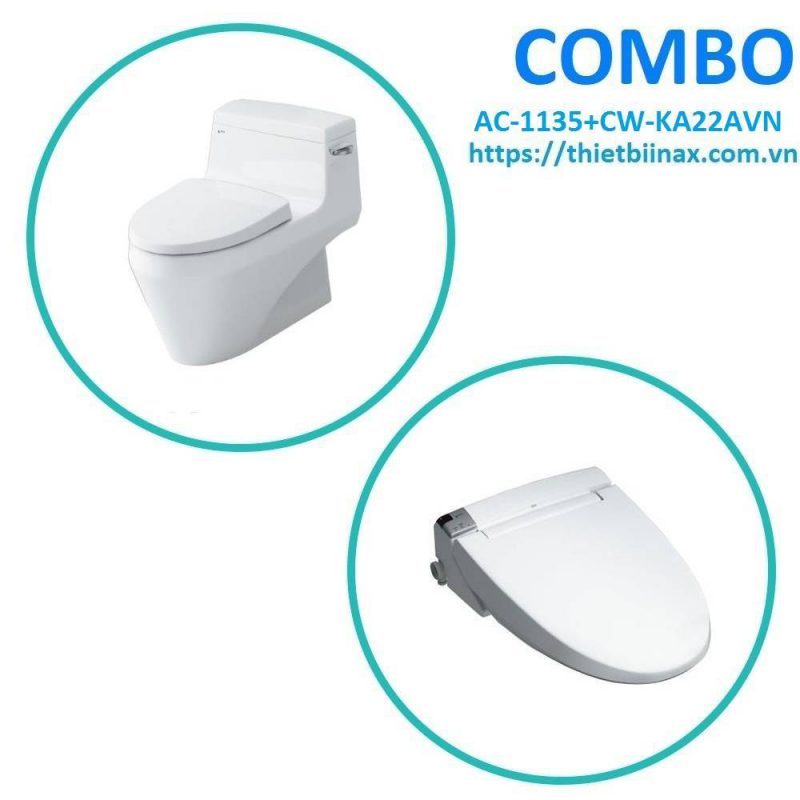 Combo bồn cầu + nắp rửa Inax AC-1135+CW-KA22AVN