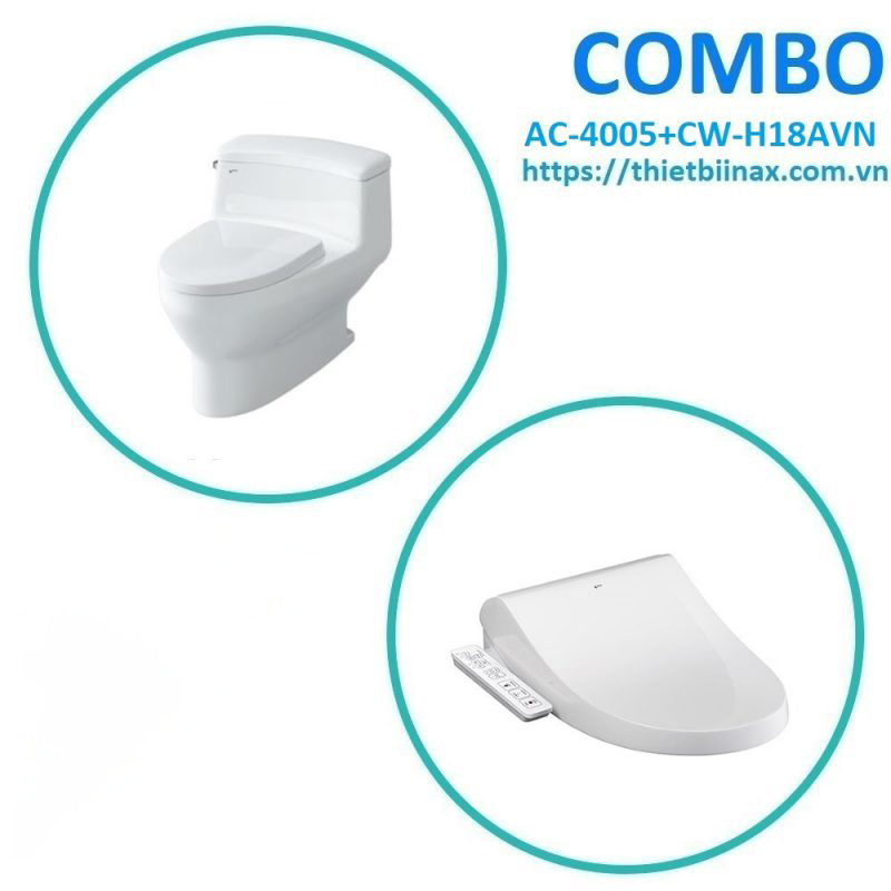  Combo bồn cầu + nắp rửa Inax AC-4005+CW-H18AVN