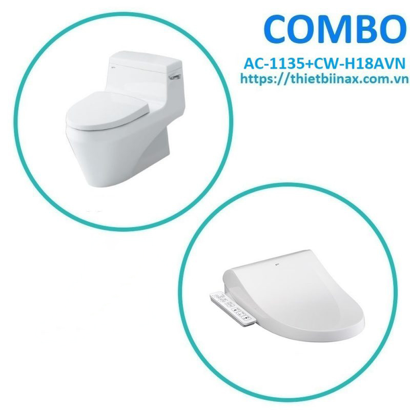 Combo bồn cầu + nắp rửa Inax AC-1135+CW-H18AVN
