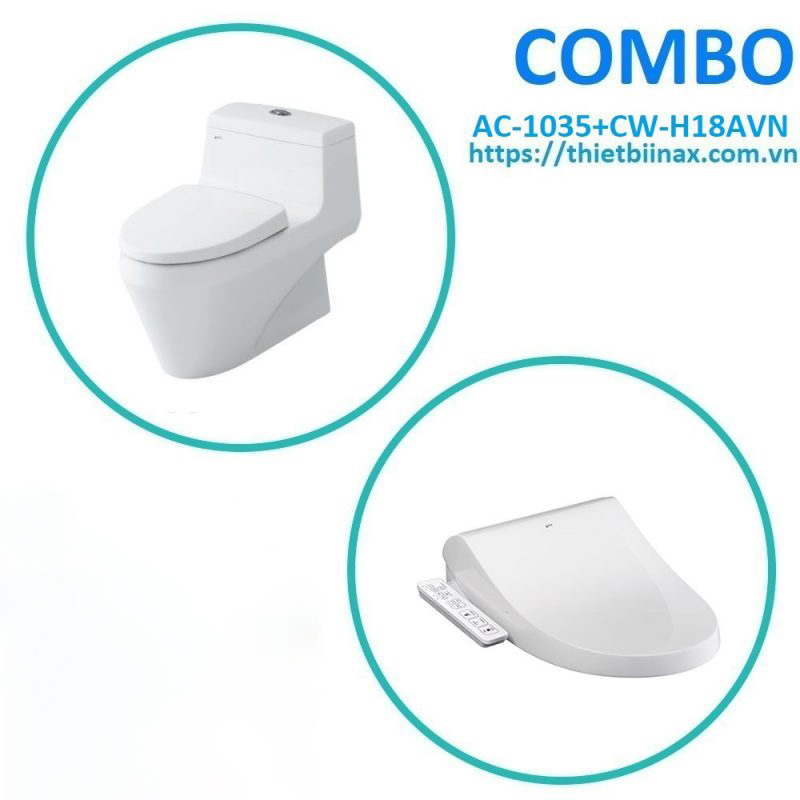 Combo bồn cầu + nắp rửa Inax AC-1035+CW-H18AVN