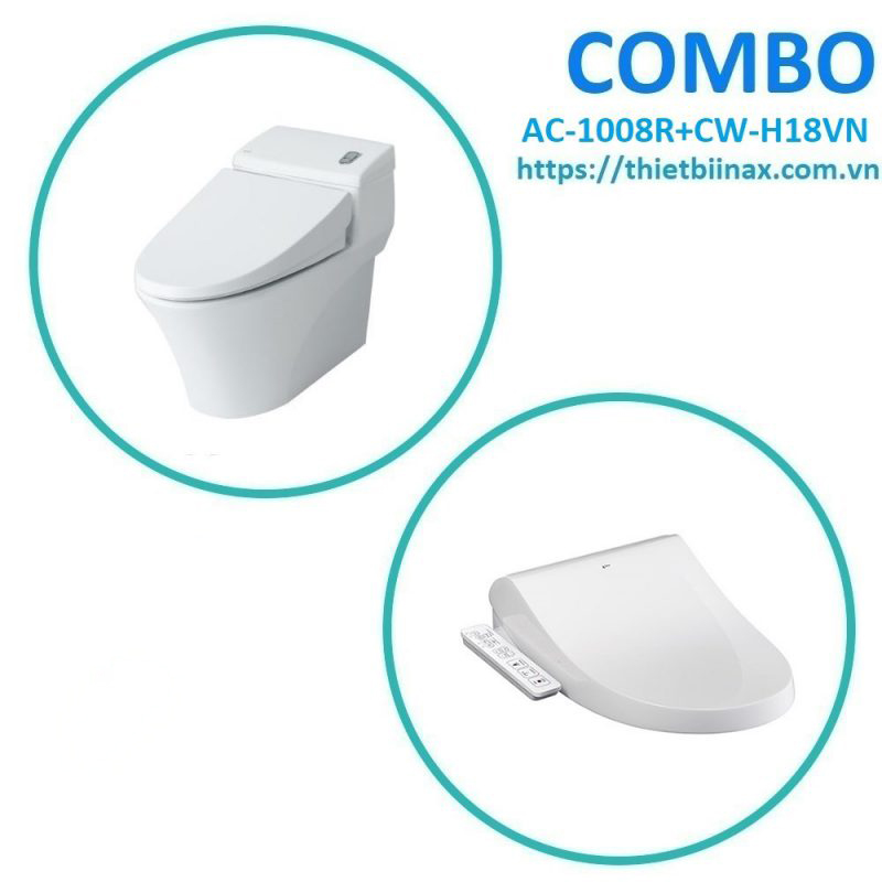  Combo bồn cầu + nắp rửa Inax AC-1008R+CW-H18VN