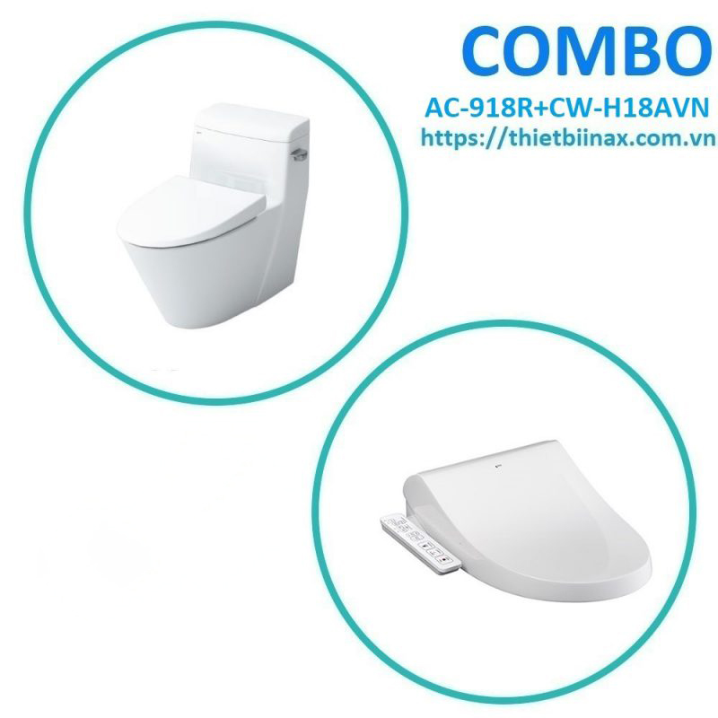 Combo bồn cầu + nắp rửa Inax AC-918R+CW-H18AVN