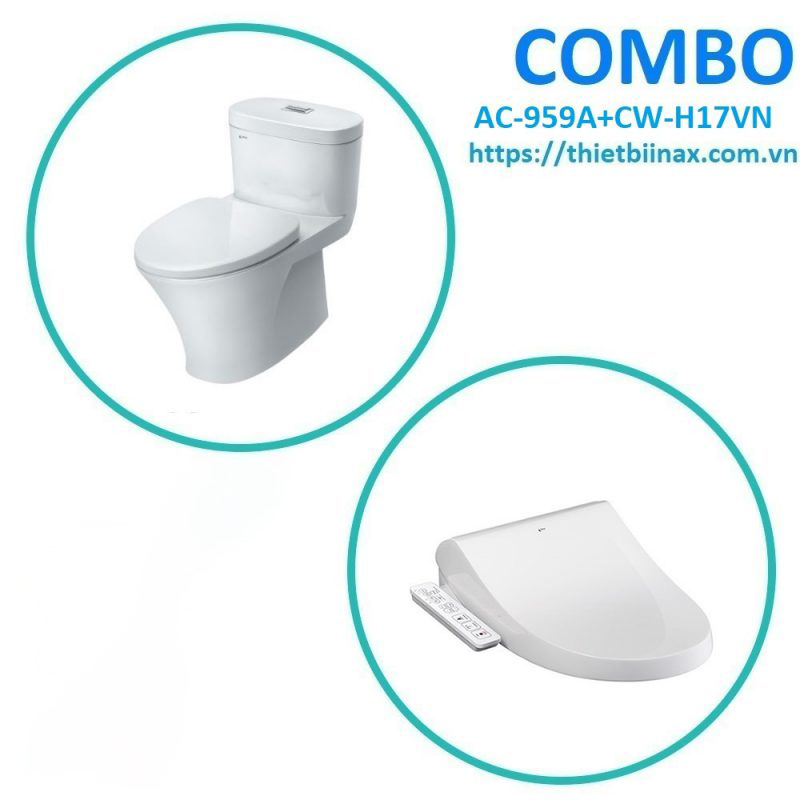 Combo bồn cầu + nắp rửa Inax AC-959A+CW-H17VN