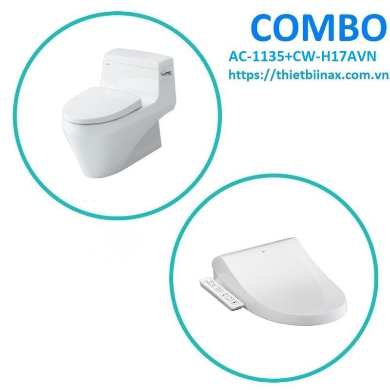 Combo bồn cầu + nắp rửa Inax AC-1135+CW-H17AVN