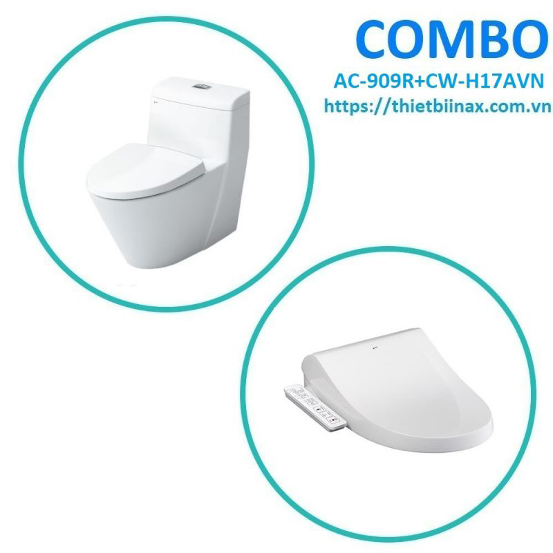  Combo bồn cầu + nắp rửa Inax AC-909R+CW-H17AVN