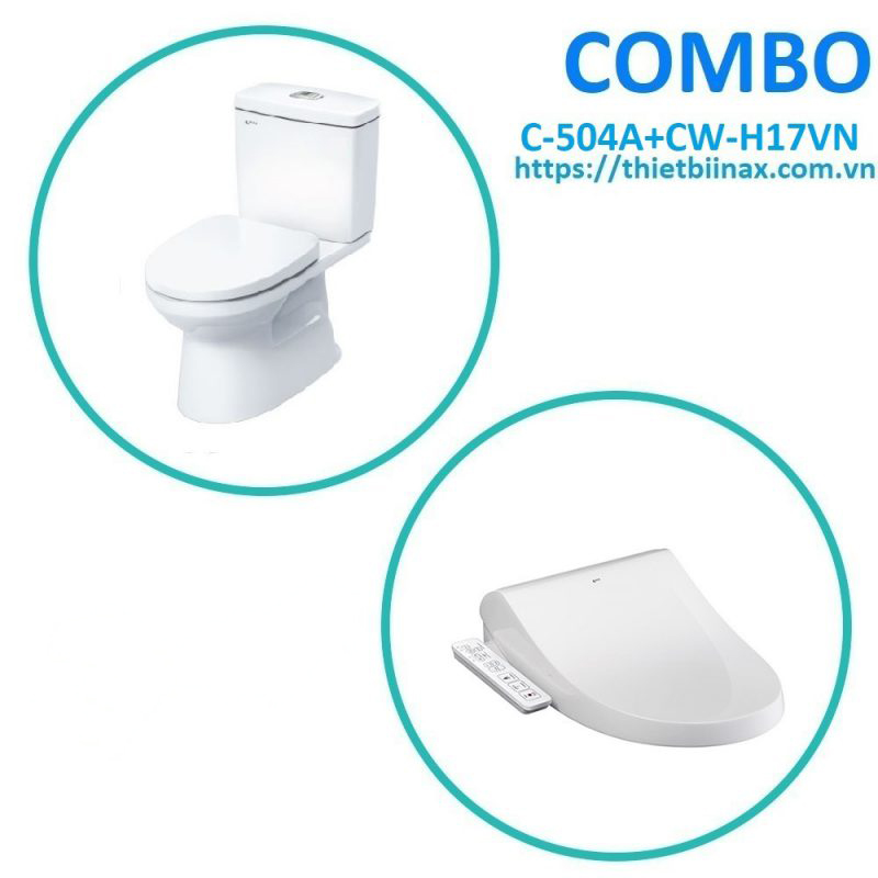  Combo bồn cầu + nắp rửa Inax C-504A+CW-H17VN
