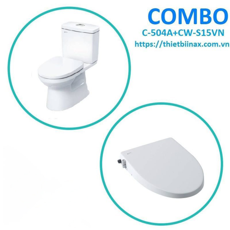 Combo bồn cầu + nắp rửa Inax C-504A+CW-S15VN