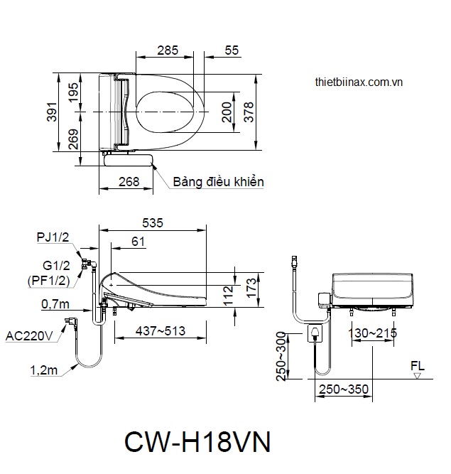 Nắp bồn cầu cảm ứng INAX CW-H18VN