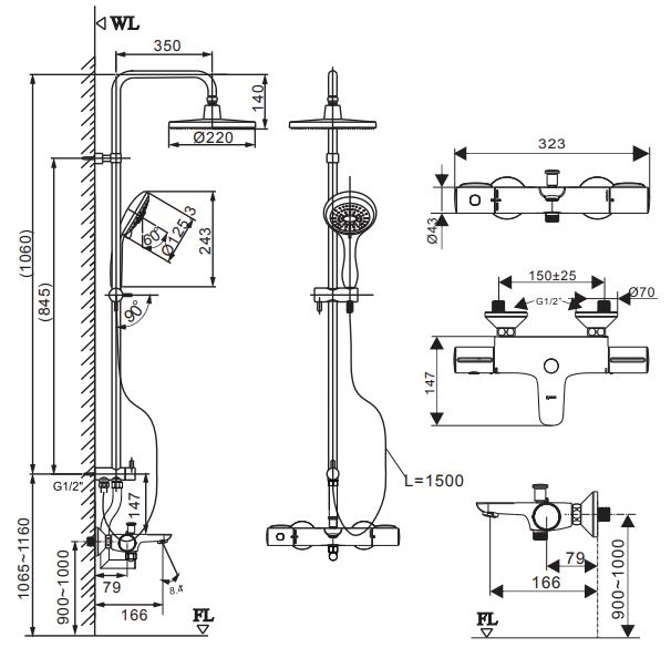 Bản vẽ sen cây nhiệt độ Inax BFV-3415T-9C