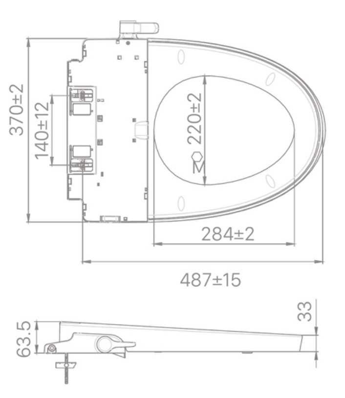 Bản vẽ nắp bồn cầu rửa cơ Inax CW-S15VN