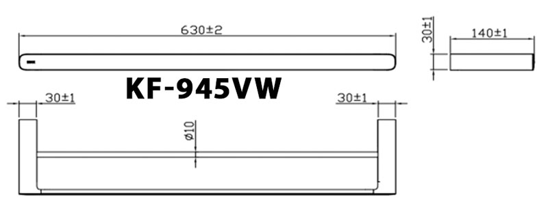 Bản vẽ thanh vắt khăn đơn Inax KFS-945VW