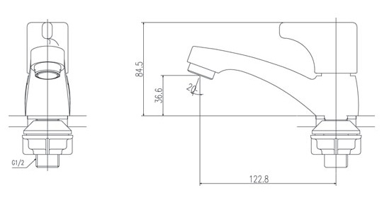 Bản vẽ vòi chậu 1 lỗ Inax LFV-13BP nước lạnh