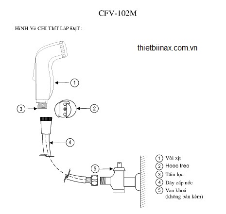 bản vẽ Vòi xịt rửa cao cấp inax CFV-102M